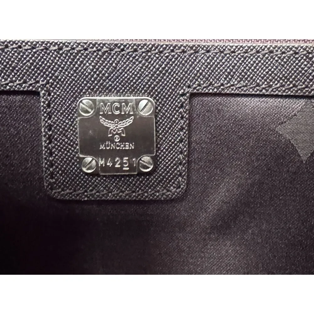 MCM BROWN Saffiano Leather Briefcase Laptop Bag 15” Work Travel Tote Unisex